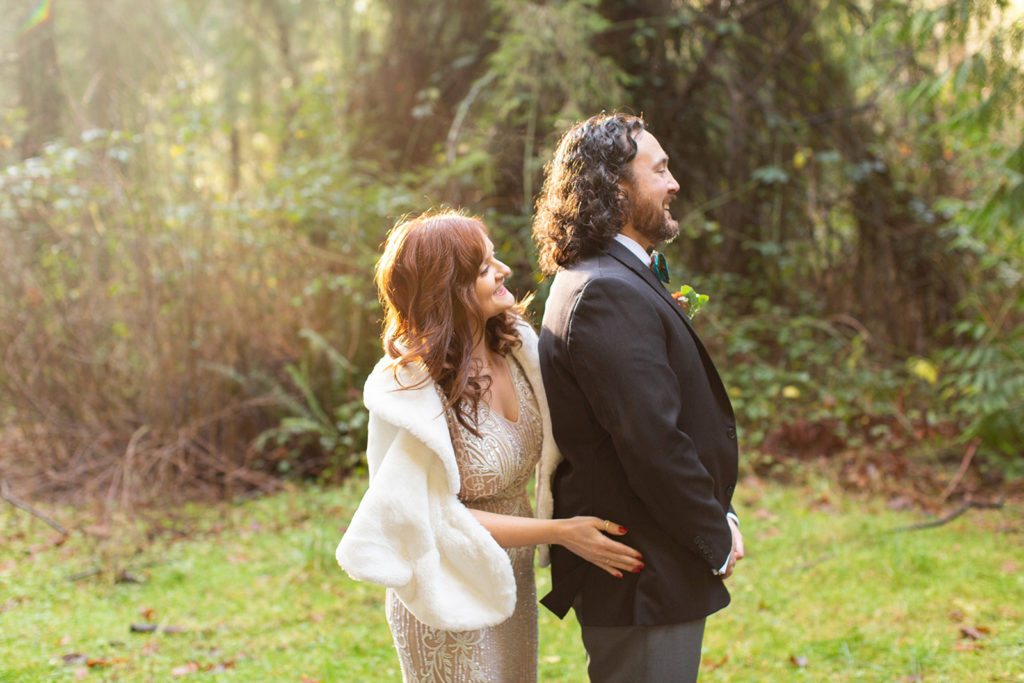 Seattle Wedding Photographer Backyard Seattle Pandemic Wedding Beautiful Bride Handsome Groom Lush Bouquet